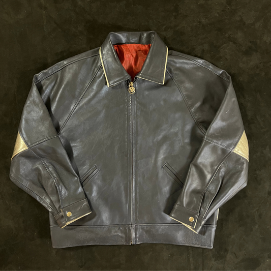 Metallic Blue Boundless Leather Jacket