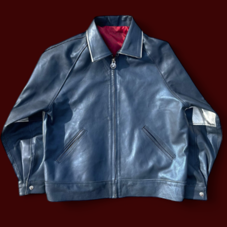 Metallic Blue Boundless Leather Jacket